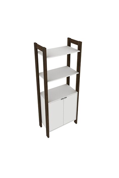 Danube Home Lean Tall Display Cabinet With 2 Doors - White/walnut L65xw35.5xh165.5cm