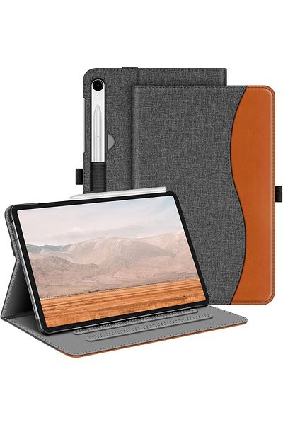 erorex جراب AXIYIBZI لهاتف Samsung Galaxy Tab S9 Plus/Tab S9 FE+، مصنوع من جلد البولي يوريثان الفاخر واقٍ لهاتف Galaxy Tab S9+