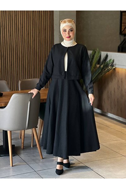 Esre Store 1555 Set dublu cu caschetă pentru hijab negru
