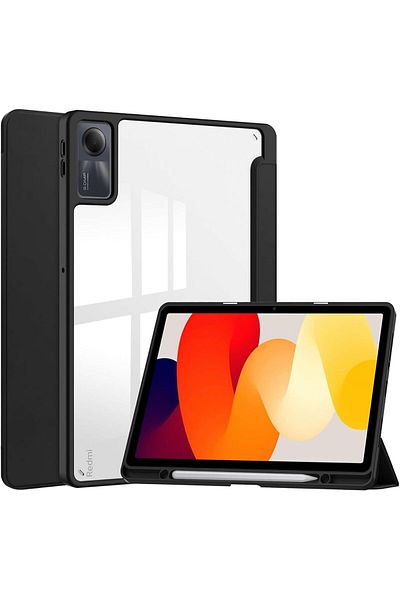 erorex جراب Zurligi لجهاز Xiaomi Redmi Pad SE مقاس 11 بوصة، ظهر شفاف، إطار مقاوم للصدمات من مادة TPU، حامل أقلام،