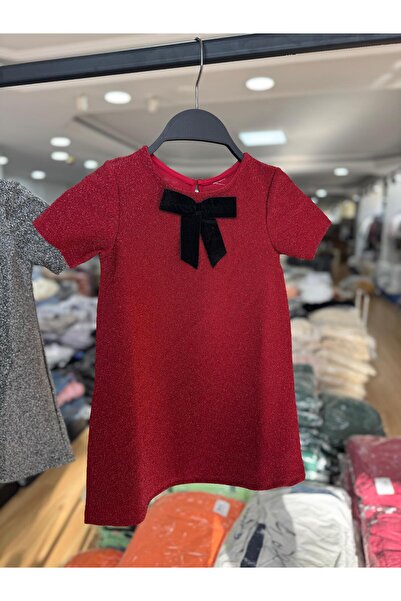 Magu Girl's Shiny Glittery Bow Detailed Dress - Special Occasion and Event Elegance