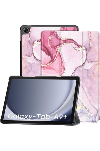 erorex . جراب جلدي من T Tersely لجهاز Samsung Galaxy Tab A9+ مقاس 11 بوصة 2023 - وردي رخامي