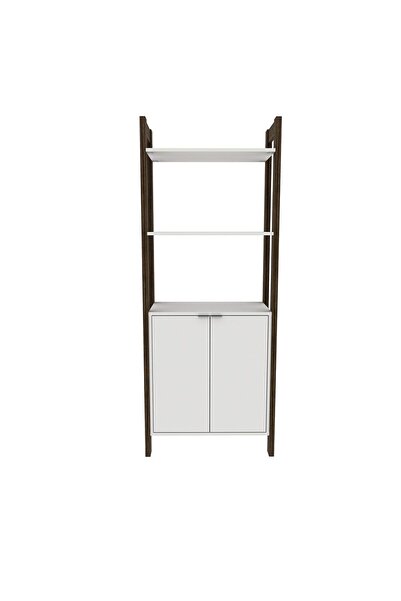 Danube Home Lean Tall Display Cabinet With 2 Doors - White/walnut L65xw35.5xh165.5cm