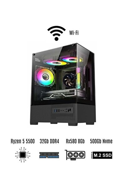 RAMTECH BİLGİSAYAR RUNNER Ryzen 5 5500 32Gb Ram 500Gb M2 Rx580 8Gb Ekran Kartı Gaming Bilgisayar