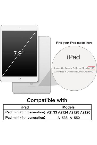 erorex حافظة JETech لجهاز iPad mini 5/4 (7.9 بوصة موديل 2019/2015) مع حامل قلم، ظهر شفاف