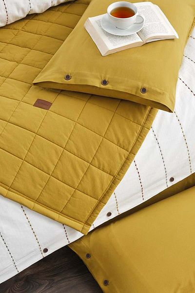 Altınbaşak Freda Double Duvet Cover-Bedspread Set Mustard (5 Pieces)
