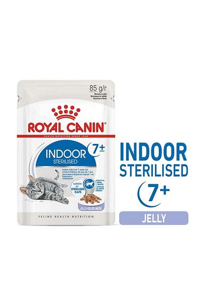 Royal Canin Feline Health Nutrition Indoor 7+ Jelly Wet Food Pouches 85g Pack Of 12