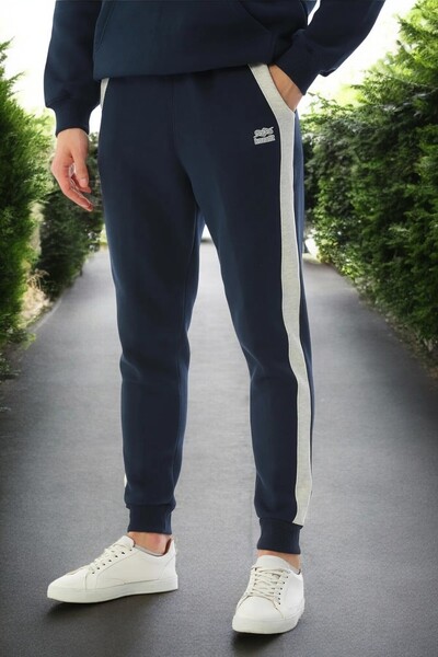 KozaLüks Erkek Şeritli Iç Şardon Havacı Mavi Eşofman Alt