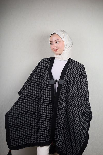 BAYSEM Πλεκτά Poncho - Μοτίβο-02 - Χρώμα-02