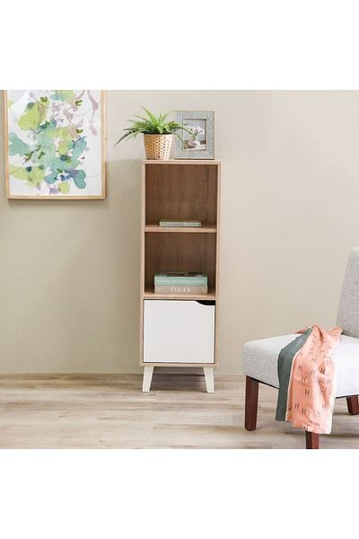 Danube Home Kalum Display Cabinet - Sonoma Oak/White L40xW39xH116cm