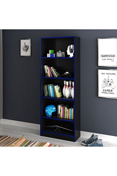Danube Home Atlaz Bookcase - Blue/Black L59.8xW25.5xH160cm