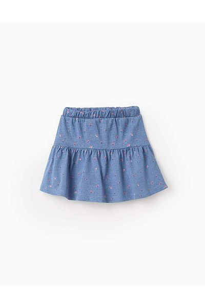 Ziddy Floral Cotton Skirt for Girls, Blue