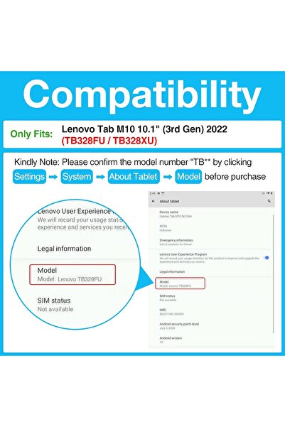 erorex For Lenovo Tab M10 Case 10.1 Inch 2022 3Rd Gen