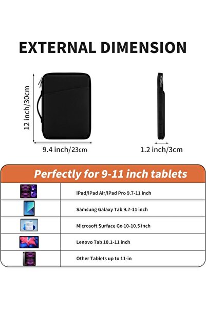 erorex حقيبة حمل Amuer متوافقة مع جهاز iPad مقاس 9-11 بوصة، حقيبة جراب للكمبيوتر اللوحي