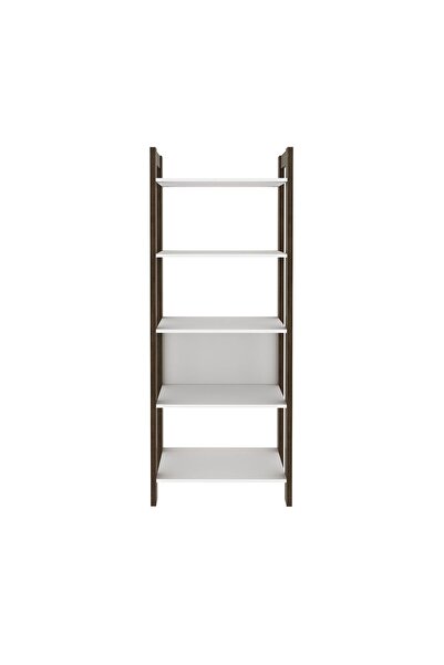 Danube Home Lean 4-tier Bookcase/display Cabinet - White/walnut L65xw35.5xh165.5cm