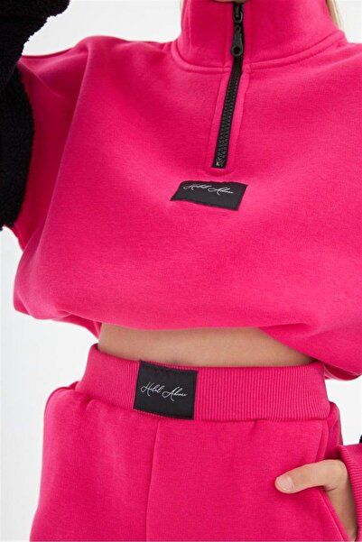 Hilal Akıncı Kids Kız Çocuk Fermuarlı Dik Yaka Sweatshirt Eşofman Takımı