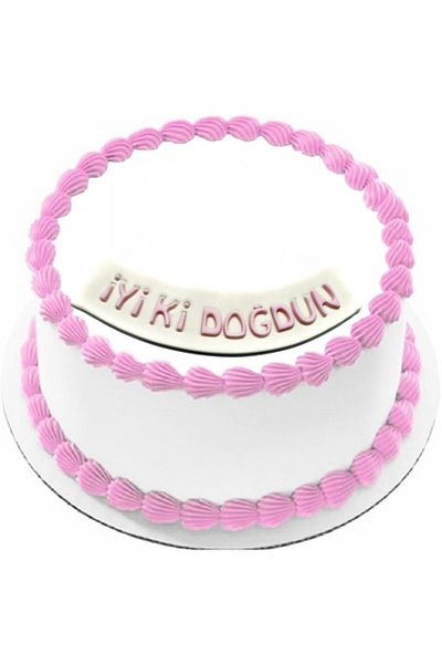 Pasta9 Happy Birthday from Candy Dough Lettering Pink Color Cake Decoration on White