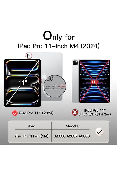 erorex حافظة JETech لجهاز iPad Pro مقاس 11 بوصة M4 2024 (الجيل الخامس) مع حامل قلم، ظهر شفاف