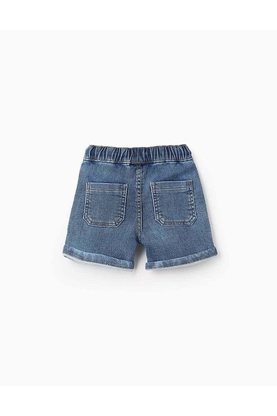 Ziddy Denim Shorts with Patch Pockets for Baby Boys, Blue