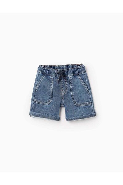 Ziddy Denim Shorts with Patch Pockets for Baby Boys, Blue