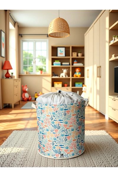 PRENDİ HOME Многофункционална кутия за съхранение на играчки Ocean Net, кош за пране, сгъваем органайзер, 37x40