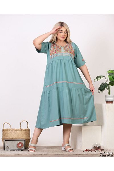 Genrics Comfortable, flowing, embroidered cotton reception jalabiya, below the knee