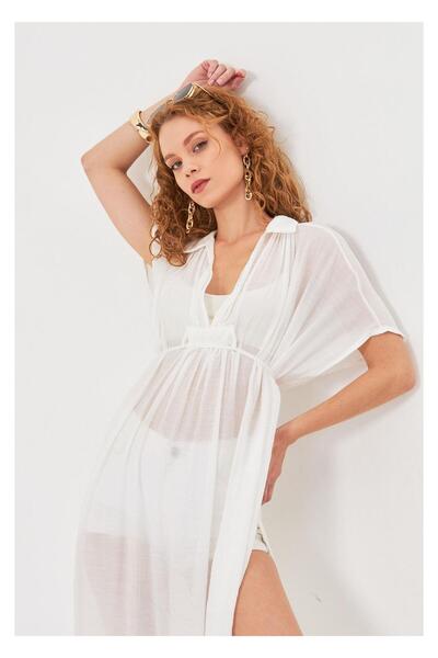 TIFFANY&TOMATO Büzgülü Açık Yaka Kimono