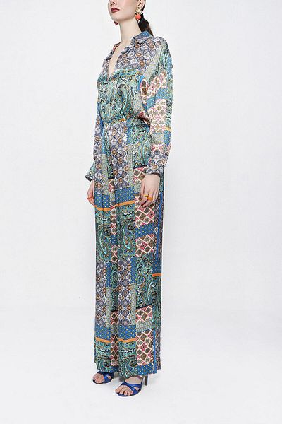 SOCIETA Patterned Elastic Waist Loose Cut Trousers 41621