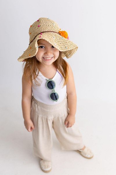 Oliven The Kid Gathered Linen Girl's Trousers with Bodice
