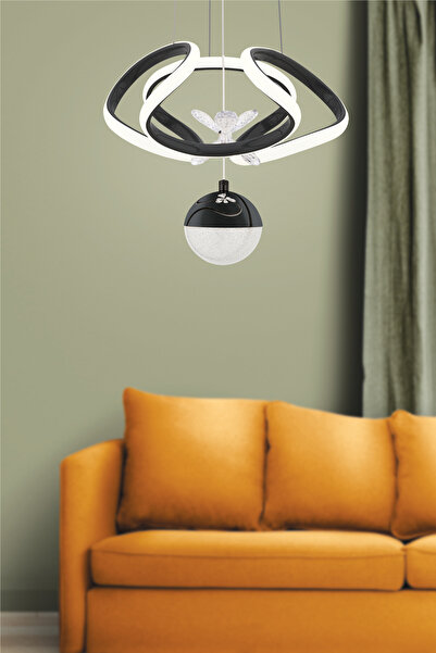 Dekorluna Oscar Siyah Modern Sarkıt Led Avize Günışığı Salon Mutfak Oda Hol Ledli Avize