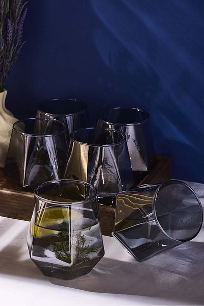 Perotti Harper Smoked 320 ml Set of 6 Glass Cups
