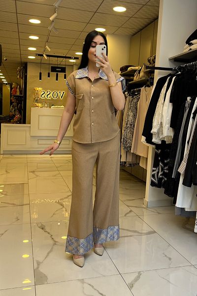 Vosse Miarte Camel Double Leg Vest Suit