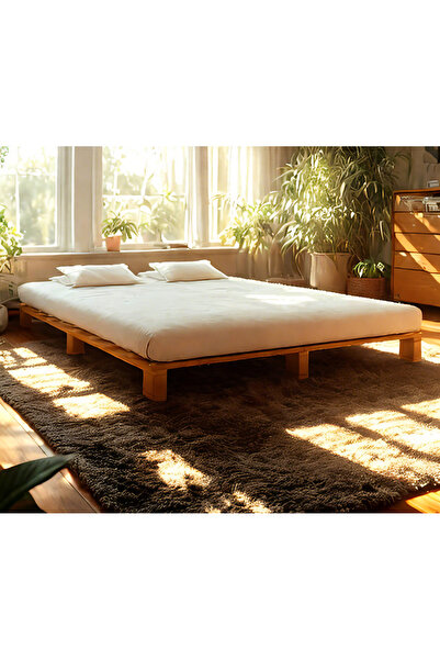 pinoxi 120cm X 200cm Masif Ahşap Platform Karyola Ceviz Renk 120x200 Cm