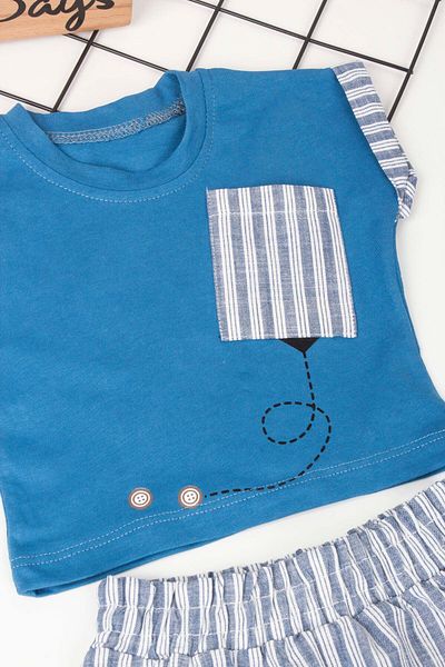 TRENDİMİZBİR Striped and Pocket Detailed Shorts Set for Baby Boy