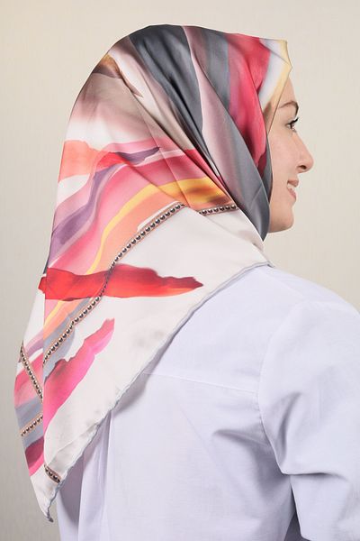 PİRAMİT Φουλάρι από ρεγιόν με μοτίβο Pyramid Luxer - Pattern-03 - Color-11
