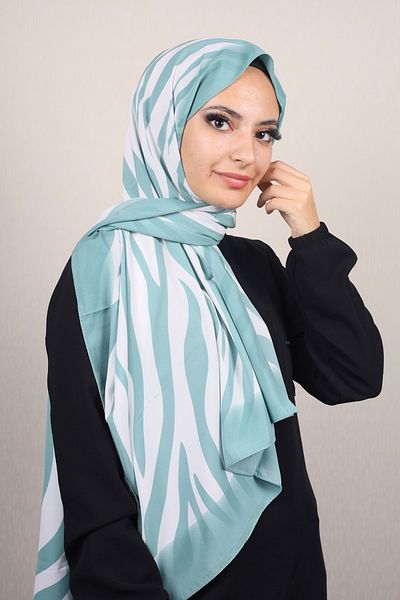 Modakaşmir Fashion Cashmere Green-White Series Medina Silk Shawl - Pattern-01 - Color-03