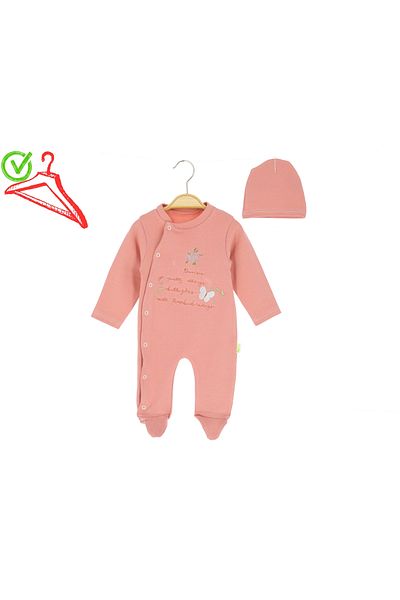 Hayat 165-02-25 Baby Girl Hat Butterfly Embroidered Jumpsuit 3/12 Months