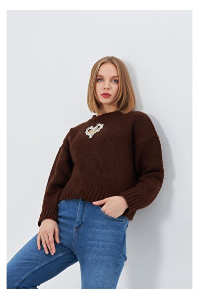 TIFFANY&TOMATO Kalp Detaylı Oversize Kazak