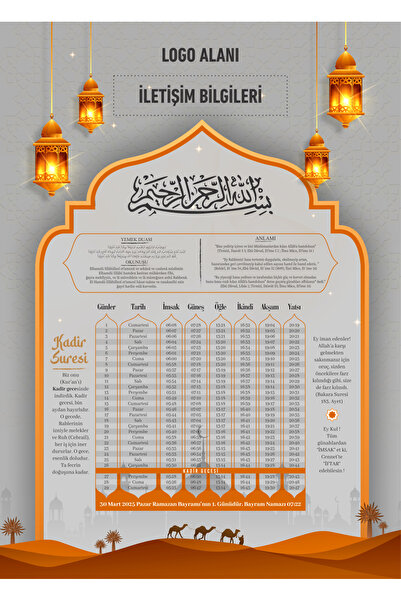 giftcrea Ramazan İmsakiyesi 2025, Özelleştirilebilir Kurumsal İmsakiye - Diji...