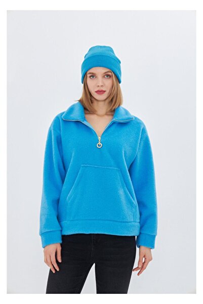 TIFFANY&TOMATO Önü Yarım Fermuarlı Kaşe Sweatshirt