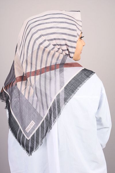 poloist Eșarfă evazată din in cu model - Model-538 - Culoare-01