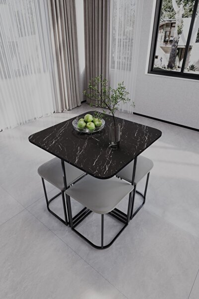 moka park avm Rüzgar Dekoratif Oval Tabureli Yemek Masası Siyah