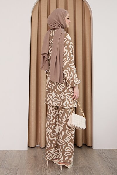 InStyle Belted Viscose Double Brown Suit