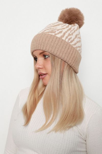 Luminos Butik Wool Camel Zebra Patterned Beret - Bere1138