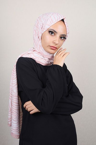 Modakaşmir Moda Cashmere Pink-White Series Medina Silk Shawl - Pattern-01 - Color-04