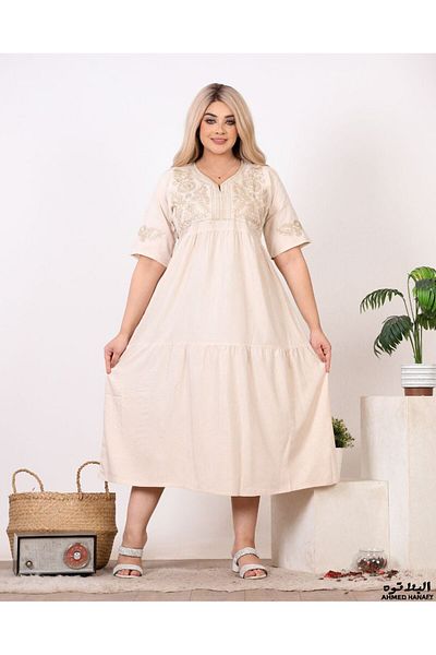 Genrics Comfortable, flowing, embroidered cotton reception jalabiya, below the knee