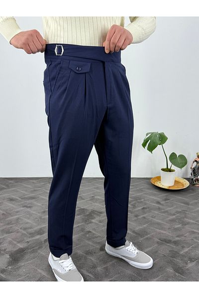 T&M Vertino Buckle Detailed High Waist Italian Pants