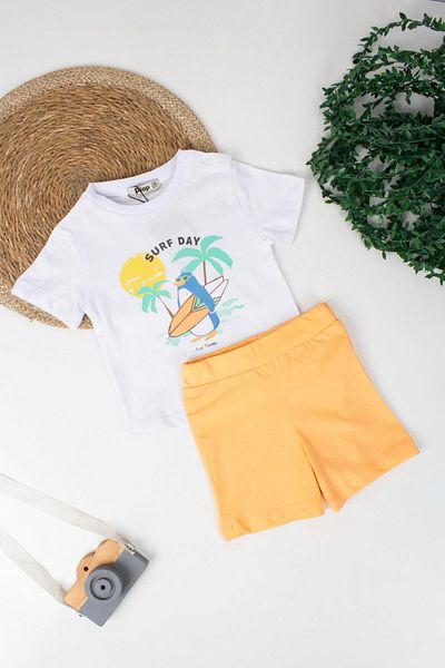 TRENDİMİZBİR Surf Day Printed Shorts Set for Baby Boy