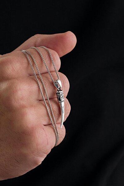 Tmt Silver Gümüş Kurt Fil Dişi Erkek Kolye