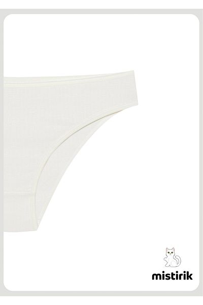 MİSTİRİK Taranto Model Ribbed Cotton Slip Flexible Comfortable Breathable Underpants White Color